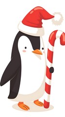 Cute Penguin with Candy Cane