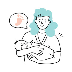 Midwife vector colored minimal illustration. EPS 10 file