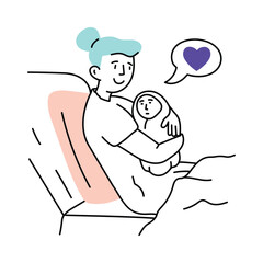 Meet with mother  vector colored minimal illustration. EPS 10 file