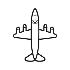 Black line doodle cute airplane, Coloring book for kids, plane vector