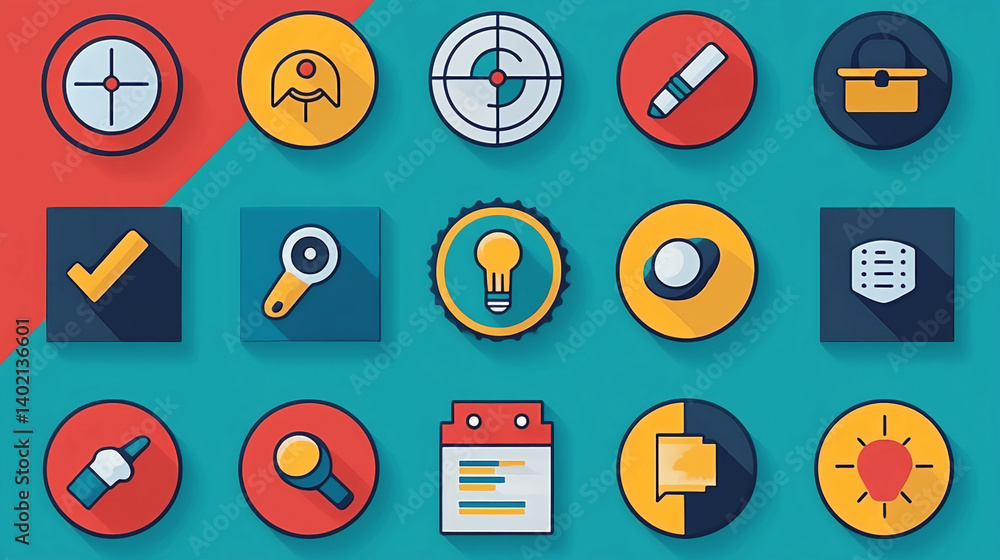 Poster flat design icon set vector illustration ui ux elements web graphic design symbols and sign collecti