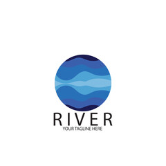 isolated blue river logo and vector template
