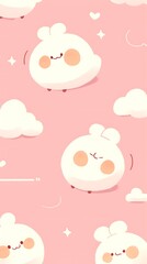 Fototapeta premium Cute Rabbits in Pink Sky