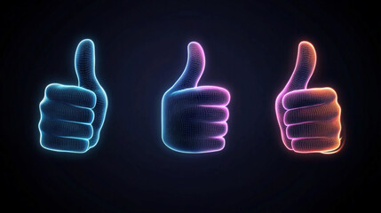 Thumbs up neon glowing like icon symbol illustration graphic design for social media and marketing