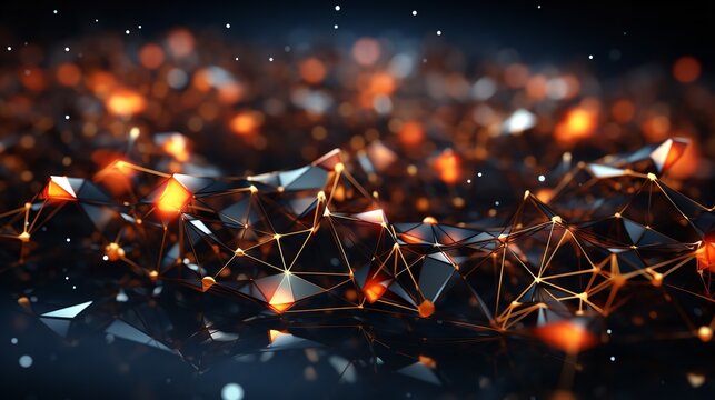 Abstract Polygonal Space Low Poly Dark Background.