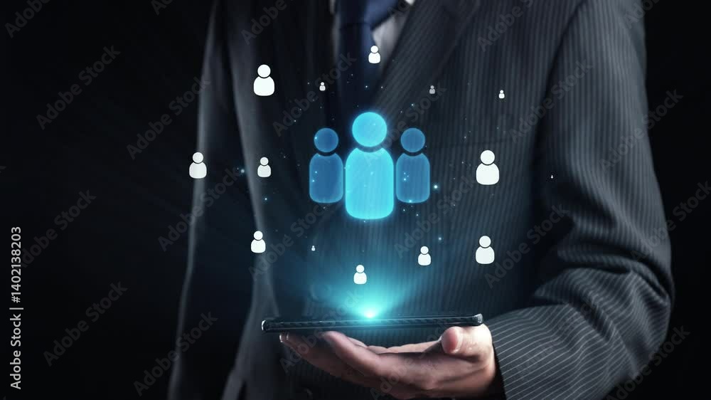 Poster business person engages in networking, building valuable connections. effective people networking st