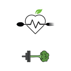 Web Set of Nutrition, Healthy food and Detox Diet Vector Icons. Contains such Icons as Metabolism, Caunt Calories, Palm oil free, Zero thans fat, Probiotics and more. Simple Outline icons collection.