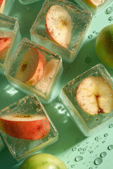 Apples in ice cubes