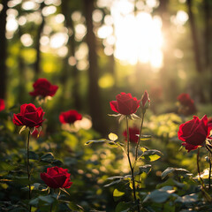 red rose in the field