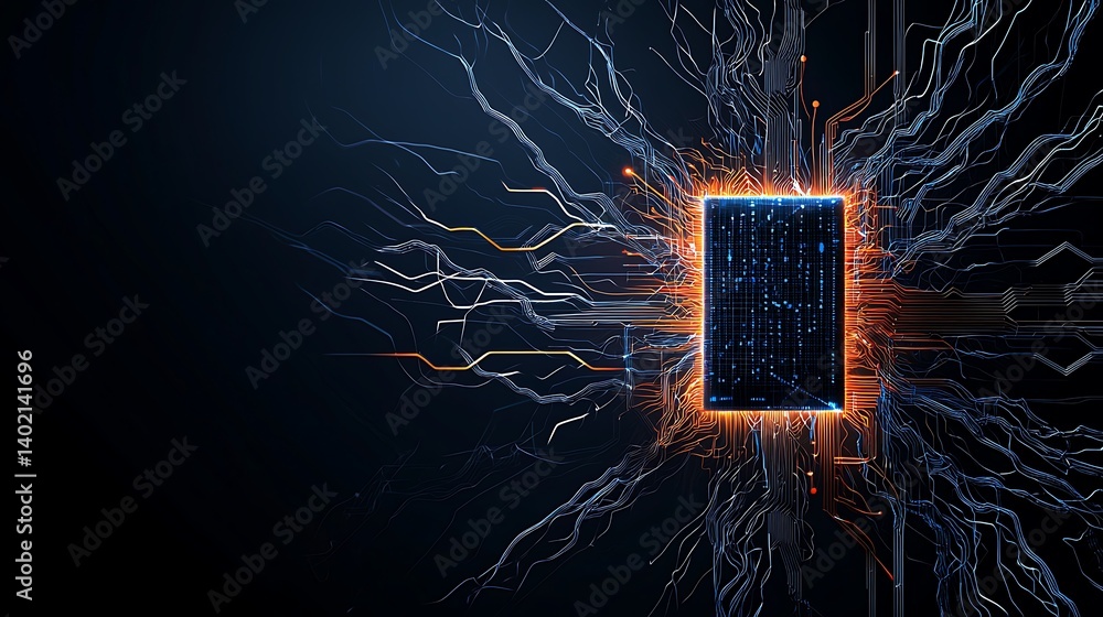 Aufkleber a stunning digital burst with intricate circuit lines and vibrant energy showcasing the fusion of te