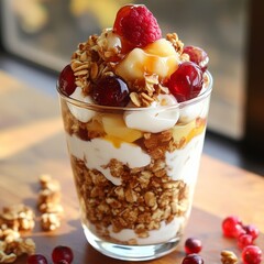 Layered Yogurt Parfait with Granola and Berries