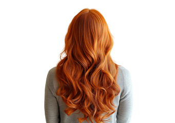 Naklejka premium Woman with long, flowing red hair back view isolated on transparent background
