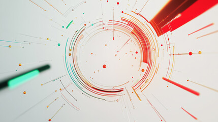 Obraz premium Abstract white background with Colorful circle lines. Digital future technology . Abstract business connection of lines from nodes innovation of communication in the network.