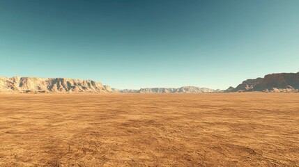 Obraz premium A vast and desolate landscape shows distant mountains under blue skies