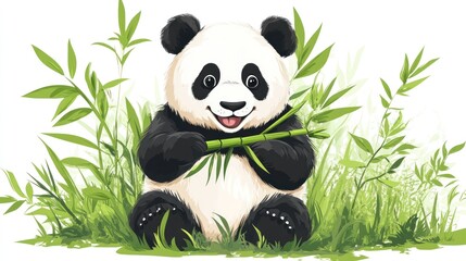 panda in bamboo