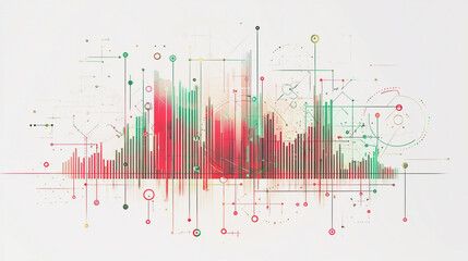 Obraz premium Abstract white background with Colorful circle lines. Digital future technology . Abstract business connection of lines from nodes innovation of communication in the network.