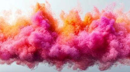 Obraz premium Abstract Pink and Orange Smoke Cloud: Vibrant Color Burst, Digital Art