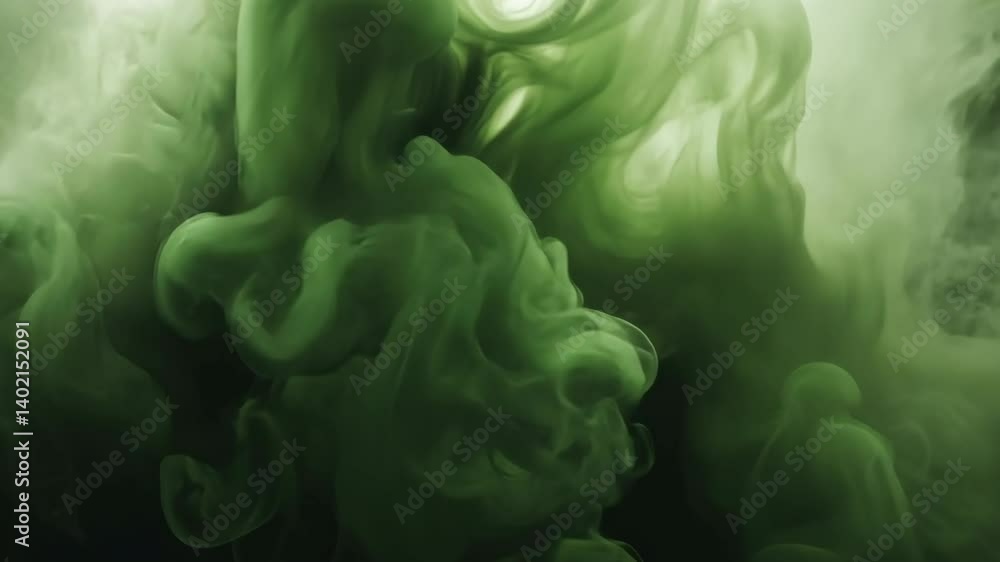 Aufkleber ethereal green smoke billowing and swirling, creating an abstract and calming background design agai