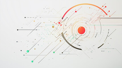 Fototapeta premium Abstract white background with Colorful circle lines. Digital future technology . Abstract business connection of lines from nodes innovation of communication poster, rsvp moderncard.Valentine's Day