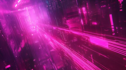 Futuristic data connection with flowing speed lines and bright neon accents