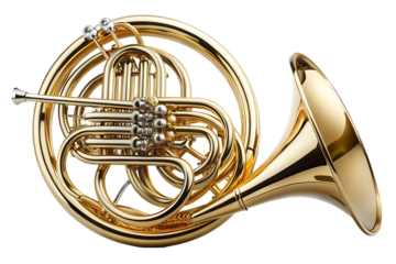 Golden brass instruments on black background for music and orchestra themes   isolated on white  background . A gold orchestra illustration on white