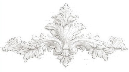 Elegant Ornate Floral Design Sketch  Antique Style   Decorative  Frame  Flourish   Archite