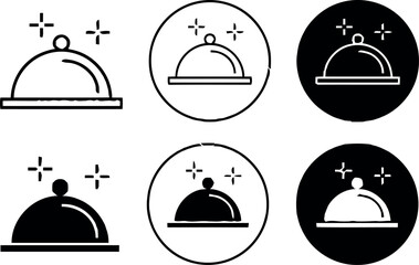 Food Platter Serving Icon – Restaurant, Hotel, Catering Service Meal Tray Vector Illustration
