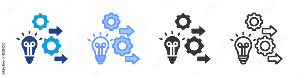 Poster Implementation icon set multiple style collection