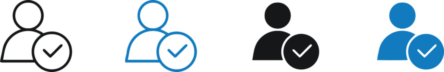 User Check Icon Vector Set - Outline Style © ThdDznHub