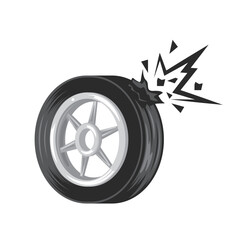 car tire burst vector cartoon  design element