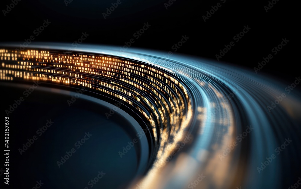 Poster glowing curved data stream abstract technology