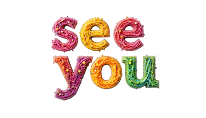 colourful font letter see you White background remove  victor.