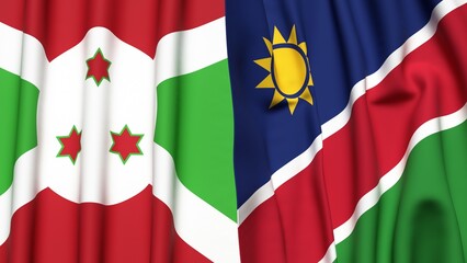 Flags of BURUNDI and  NAMIBIA with realistic cloth texture