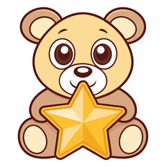 Fototapeta premium Cute teddy bear holding a star