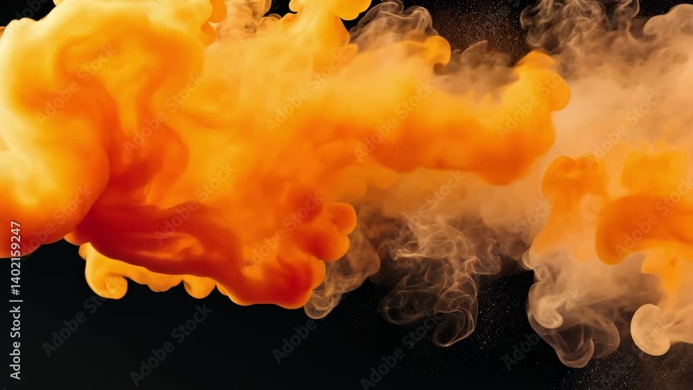 Aufkleber vibrant orange smoke creates abstract background with fluid movement, showcasing dynamic swirling pa