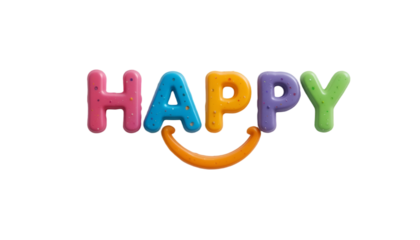 colourful font letter happy White background remove victor.