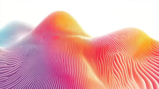 Abstract colorful mountain landscape.  Layered, textured, vibrant ridges create a dynamic, wavy surface