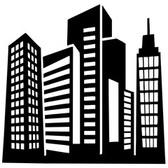 Obraz premium Cityscape skyline vector illustration of modern buildings and skyscrapers