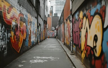 Fototapeta premium Colorful Graffiti Alleyway Urban Art Scene