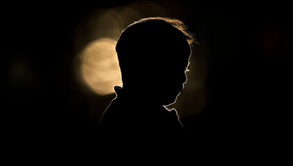 Mysterious Man, Dark Silhouette, Hidden Face Shadow Figure, Dark Background Portrait, Darkness, Dark background.