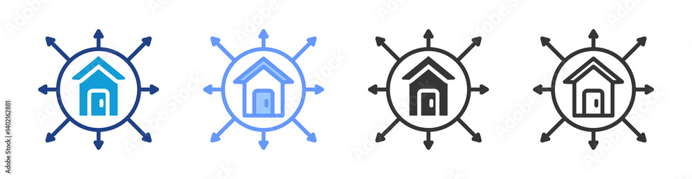 Poster Coverage icon set multiple style collection