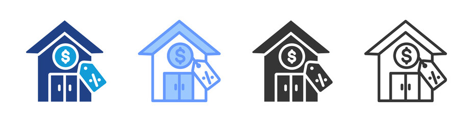 Estate Liquidation icon set multiple style collection