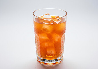 Iced Tea Drink Refreshing Beverage Glass Ice Cubes isolated on white background