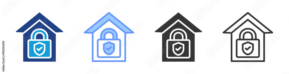 Poster Home Security icon set multiple style collection