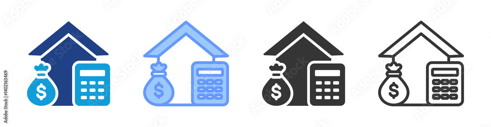 Poster Building Budget icon set multiple style collection