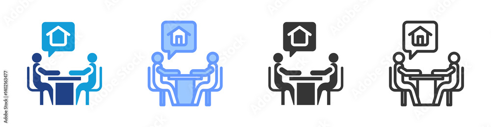 Poster property consulting icon set multiple style collection