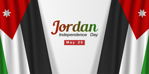 May 25th is Jordan Independence Day. Two jordan flag. Great for posters, banners, social media and more. White background.