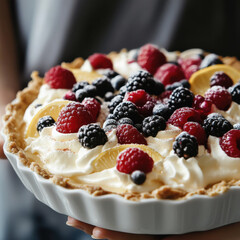 fresh and delicious pancake with strawberries