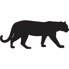 Naklejka premium A majestic panther silently strides through the night, a powerful silhouette against a stark white background, conveying grace and mystery.
