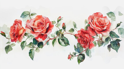 Fototapeta premium Elegant wedding invitation card background . Minimal hand painted watercolor botanical flowers texture template background. Design for wedding, vip cover, poster, rsvp moderncard.Valentine's Day